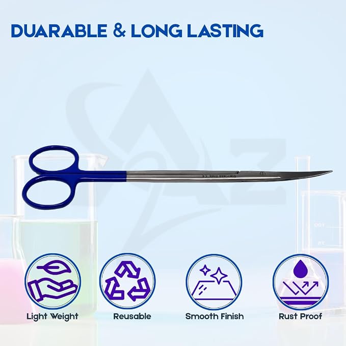 A2Z Iris Micro Tip Scissors 7" Curved, Nurse Essential Shears – Fine Precision Stainless Steel Utility Scissors for Lab Use, Training, Crafting, & Grooming - Suitable for Lab, Home, Car & Travel