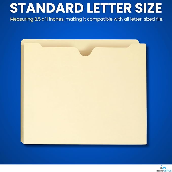 1InTheOffice Manila Expanding File Folders Jacket, 2", Letter, 50 Pack (2 Inch)