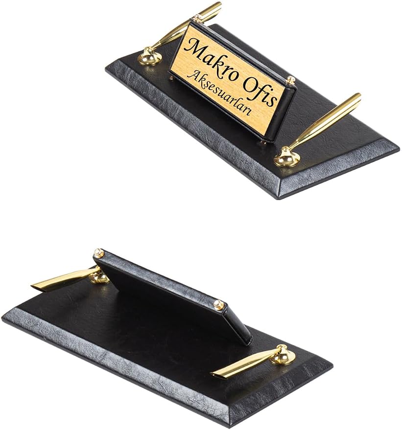 Bonded Leather Desk Organizer Set – Executive 12-Piece Desk Pad, Name Plate, Pens, Coasters & Office Accessories – Office Organization & Decor