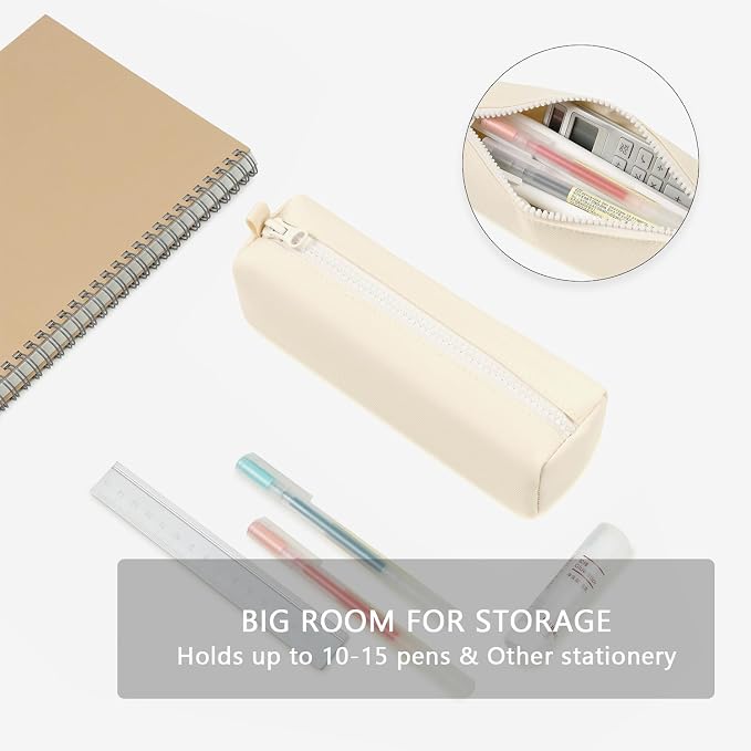 Pencil Case Lightweight and Durable Ideal Pencil Pouch for School and Office Supplies (Cream,Oxford)