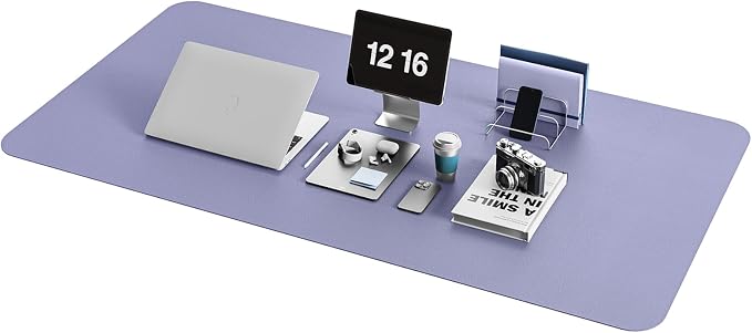 YSAGi Non-Slip Leather Desk Pad XL Size, Waterproof Laptop Computer Desk Keyboard Mat, Table Protector Blotter Mat, Large Mouse Pad for Office/Work/Home/Decor(Lavender, 47.2" x 23.6")-No Band