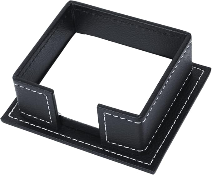 14-Piece Leather Desk Organizer Set, 49x34 cm Desk Pad, Double Document Tray, Pen Holder, Business Card Holder, Phone Stand, Black with Gold Accents