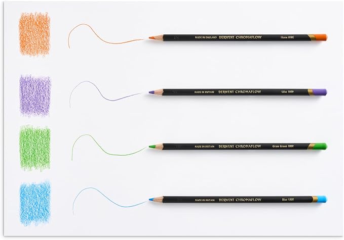 Derwent Chromaflow Colored Pencils 36 Tin, Set of 36, 4mm Wide Core, Multicolor, Smooth Texture, Art Supplies for Drawing, Blending, Sketching, Adult Coloring, Premier, Professional Quality (2306012)