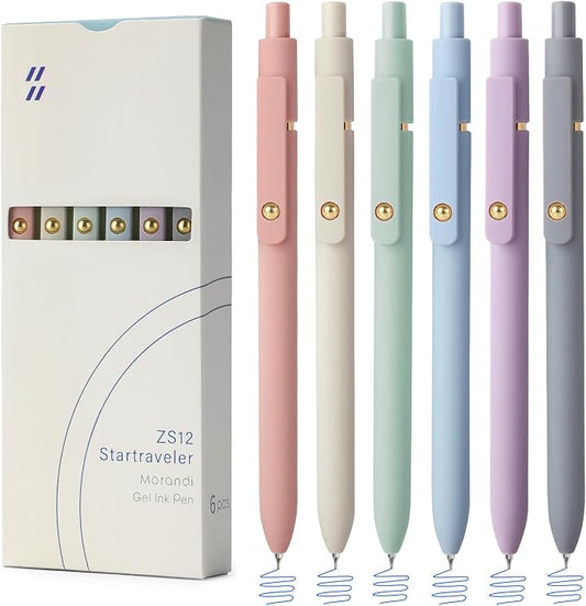 FIOVER Gel Pens, 6pcs Blue Ink Medium Point 0.7mm Smooth Writing Pens with Comfort Grip, Aesthetic Ballpoint for Journaling School Office Supplies, Gifts for Women Men (6PCS Blue Ink)