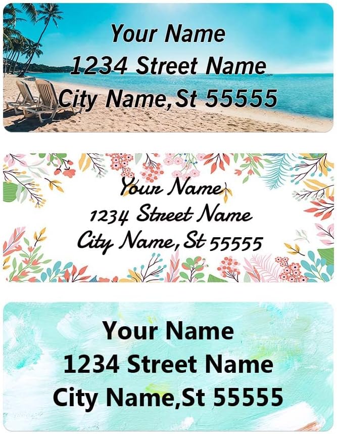 Personalized Address Labels - Custom Address Labels, Colorful Patterns, Set of 400, Glossy Vinyl (2.6x1 Inch, Multi-Surface Use)