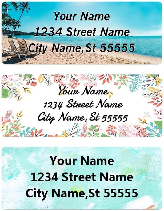 Personalized Address Labels - Custom Address Labels, Colorful Patterns, Set of 400, Glossy Vinyl (2.6x1 Inch, Multi-Surface Use)