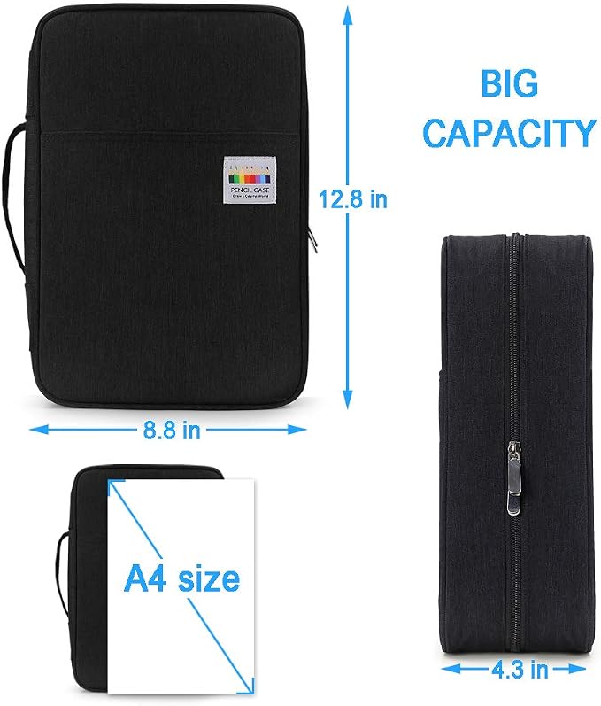 YOUSHARES Big Capacity Colored Pencil Case - 300 Slots large Pen Case Organizer with Multilayer Holder for Prismacolor Colored Pencils & Gel Pen (Black)