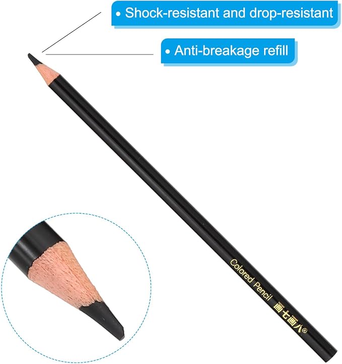 PATIKIL Black Colored Pencils Set,20 Pcs Oil Color Pencils Wooden Coloring Drawing Pencil for Artists Art Painting