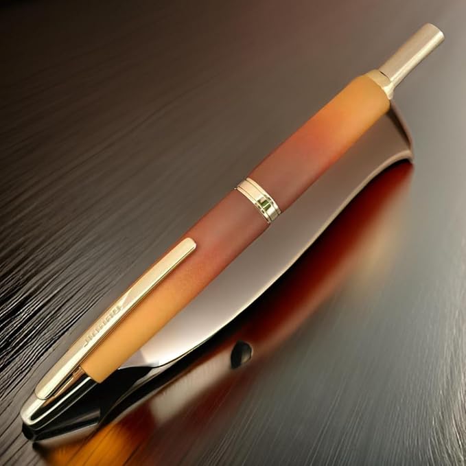 JH10 Press Fountain Pen Fine Nib with Velvet bag, Retractable Nib Calligraphy Ink Pen with Converter Writing (Gradient Coffee)