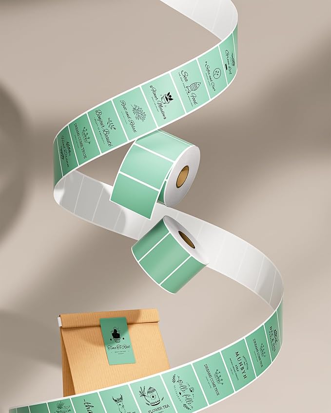 MUNBYN 2.25x1.25 Thermal Labels, 1000 Sheets/Roll, Green | Strong Adhesive, Non BPA&BPS for Small Business, Shipping,Mailing, Bakery, Price Tag