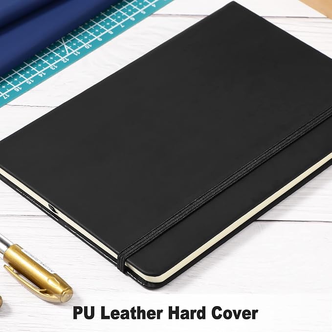 Honoson 20 Pack A5 Lined Journal Notebooks Hardcover Executive Notebook 5.5" x 8.3" PU Leather Wide Ruled Journals Bulk 160 Pages for Back to School Supplies Office Business Home (Black)