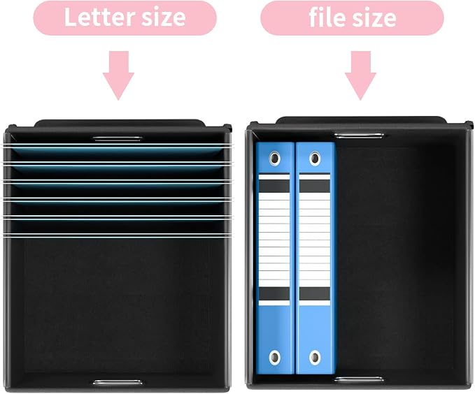 Collapsible File Storage Organizer Boxes with Lids, Linen Document Storage, Universal Hanging Filing Organization Boxes for Letter/Legal, Decorative Office/Home File Bins - Boxes Only(2 Pack)