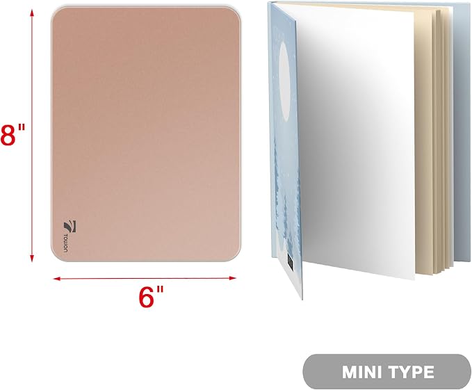 Rose Gold Glossy Mirror Mini Desktop Pure Glass Whiteboard, Small Desktop Dry Erase Board, Desk White Board Dry Erase with Accessories, Stenography Artifact for Office Homeschooling Décor, 8x6 Inches