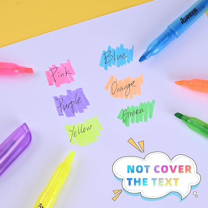 20 Pcs Highlighters and Gel Pens Set, 6 Color Highlighters and 2 Pcs 3 in 1 Multicolor Gel Pens, Chisel Tip Highlighters Assorted Colors, Quick Dry, Perfect for Class, School, Office