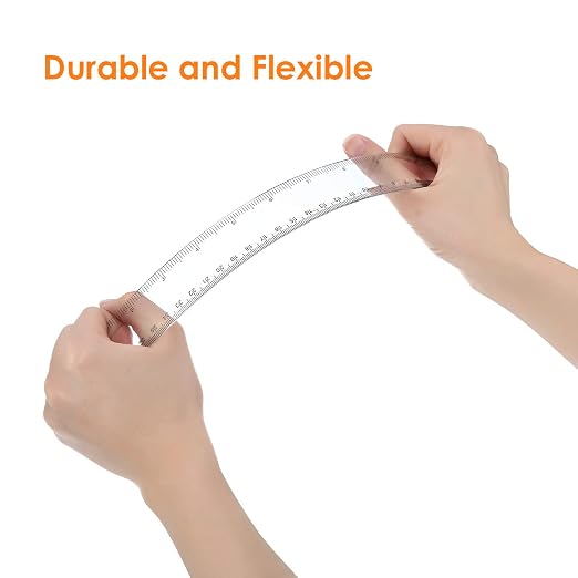Eboot 20 Pack 12 Inch Clear Plastic Rulers Bulk, Easy-to-Read Straight Edge Rulers with Inches and Metric for Office, Back to School Supplies