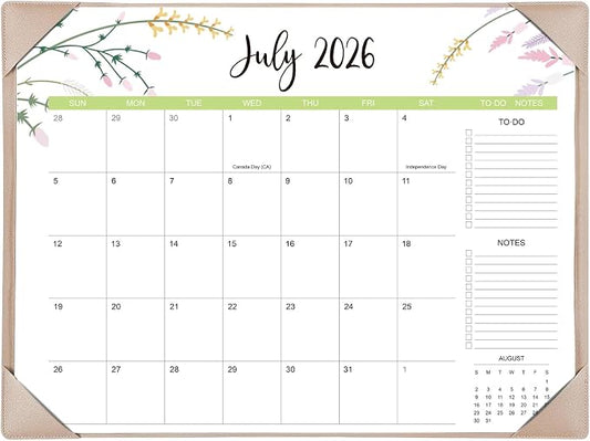 Desk Calendar 2026 with Desk Mat – 22" x 17" Large Desk Pad Calendar Runs from July 2026 to December 2027, Floral Design Desktop Calendar with To Do List, Personal Desk Calendar Planner for Home, Office