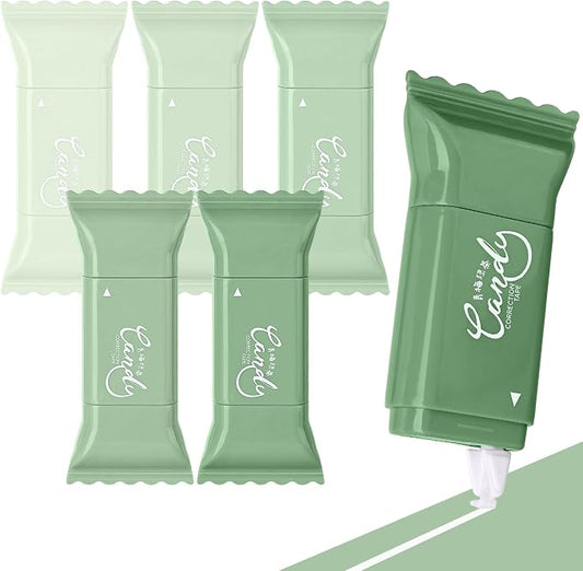 Temiary 6 Pcs Cute White Correction Tapes for Instant Corrections, Green