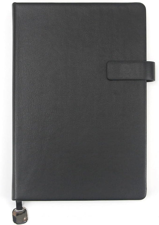 A5 Hard Cover Blank Notebook, Pen Holder & Gold Edges, 180° Lay Flat Journal, Large 5.7 x 8.4 in, Bookmark & Gift Box, Sketchbook Journal for Work, Study, Travel(Black)