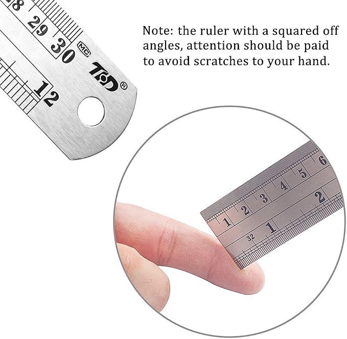 ZZTX Metal Ruler 12 Inches Stainless Steel 6 Pack | Rust-proof, Straight edge, Precise markings, Clear read