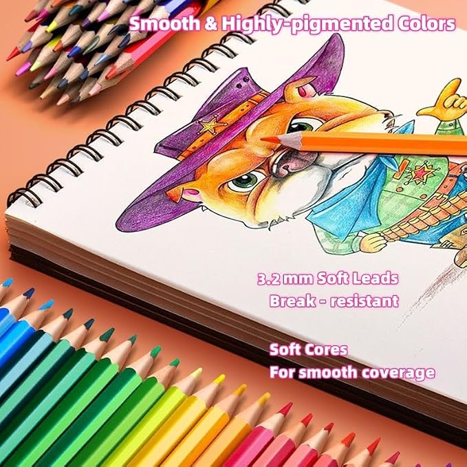 Premium Colored Pencils Set - Artist-Grade, Soft Oil-based Colored Pencils for Vibrant Drawing, Coloring & Sketching, Perfect for Artists & Adults (48 pcs)
