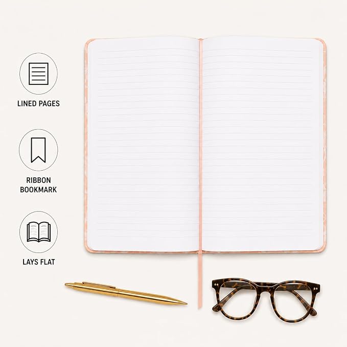WORLD TRAVELER Large Lined Journal Notebook 256 Ruled White & Ivory Pages | Lay-Flat Binding, Gilded Page Edges Resist Wear, Reinforced Square Corners, Bleed-Resistant Smooth Paper
