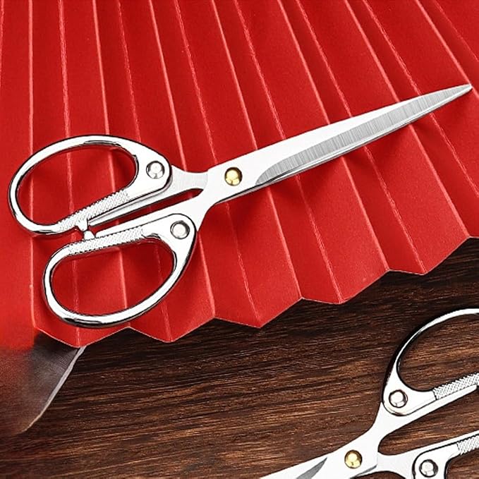 6.3-inch Small Craft Scissors, Sharp Blades Office Scissors for Desk, Stainless Steel All Purpose Scissors for Office, Home, School, DIY, Sewing, Fabric (Silver)