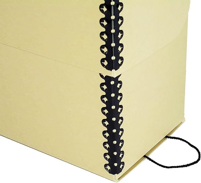 Lineco Archival Document Storage Box, Tan, 12.5" x 10.5" x 5" | Letter-Sized, Metal Edge, Acid-Free Boxboard Case, Organize Files, Prints, Photos