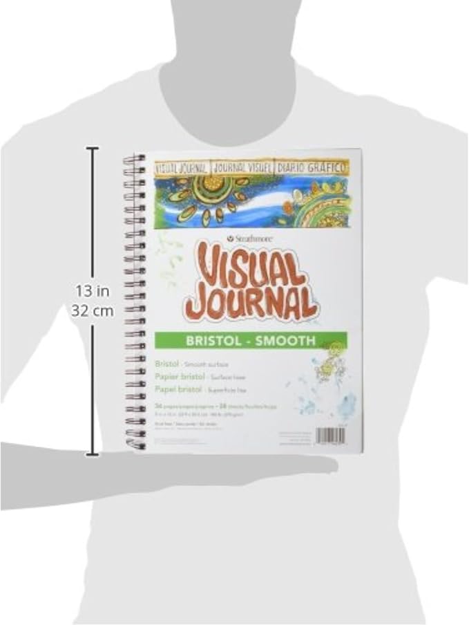 Strathmore Wire Bound Visual Journal, 100 lb. Smooth Bristol, 9 X 12 inches, White, 28 Sheets (460-39)