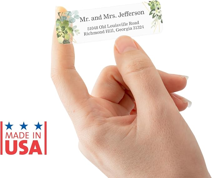 Clear Floral Greenery Rolled Address Labels / 500 Personalized Return Address Labels/Custom Address Stickers in Elegant Plastic Dispenser Greenery