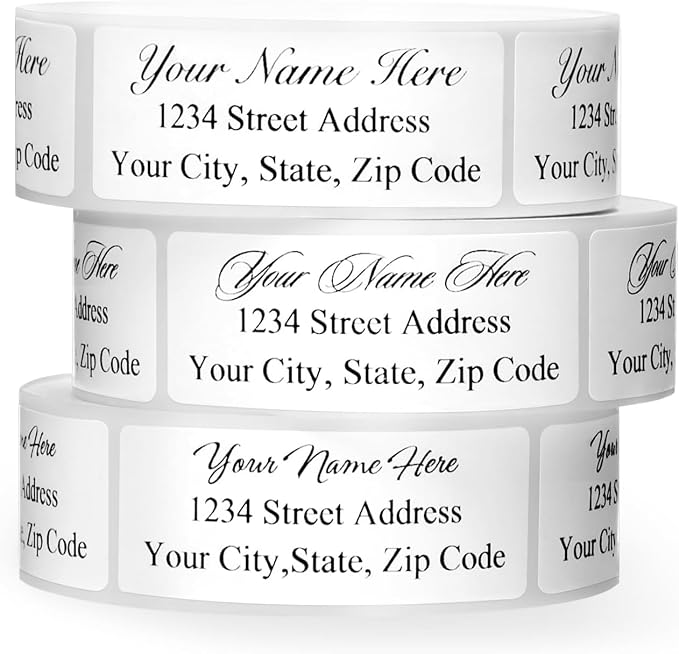 Address Labels Personalized Return Address Labels Personalized Custom Mailing Label for Envelopes 2.5" x 0.75" Self Adhesive Return Stickers Roll, White, (10-1000)