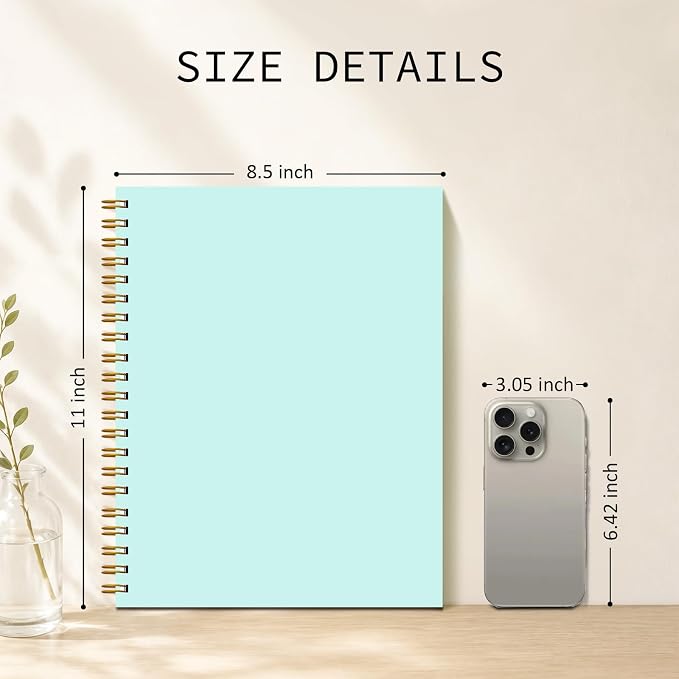4 Pack Blank Spiral Notebook 8.5"x11" Hardcover Sketch Book | A4 large unlined,120 pages, 100gsm thick paper,for women men,for school office home note taking drawing,classic dark colors