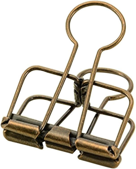 Color Hollow Out Paper Binder Clip Invoice Bill Clip Office Supplies Pack of 10 (M, Bronze)
