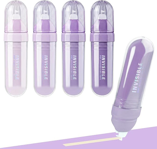 Temiary 4P Correction Tapes, Beige Core Smooth Pull Out for Writing, Purple | Smooth Pull Out Aesthetic Cream Correction Tape Gradient Set, Quick Dry Applicator for Students School Office Supplies