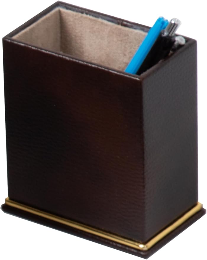 Cloud Luxury Leather Desk Set – 10 Piece Executive Desk Organizer with Desk Pad, Double Document Tray, Pen Holder, Memo Holder, Business Card Holder & Phone Stand – Gold Office Accessories (Brown)