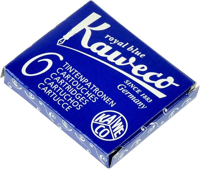 Kaweco Classic Sport Fine Nib Fountain Pen + Pack of 6 Blue Ink Cartridges Set (Black)