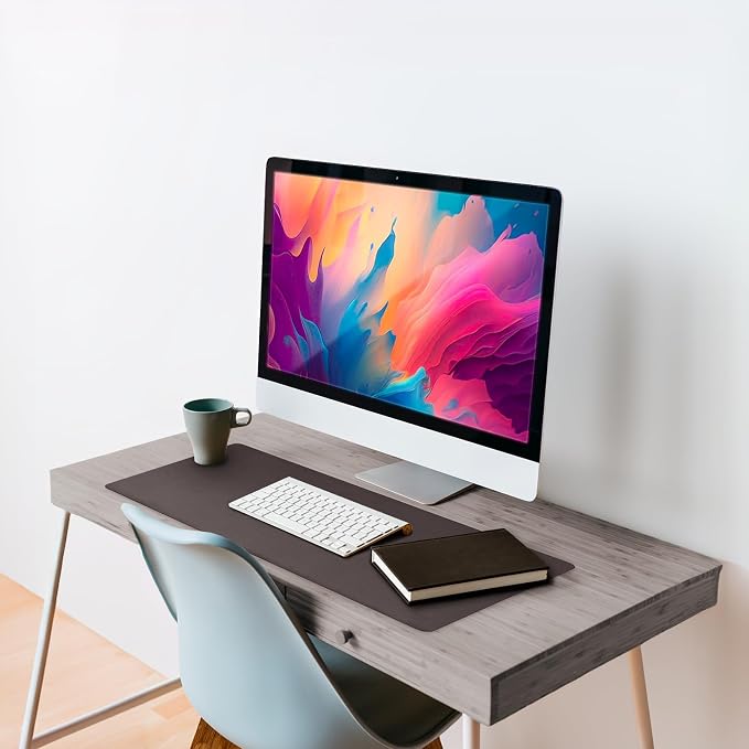 Vine Creations Leather Desk Mat Large 36" x 20", Desk Protector Mat, PU Leather Desk Pad, Large Mouse Pad, Desk Blotter, Desk Pads on Top of Desks, Desk Matt for Desktop, Office Desk Mat (Dark Brown)