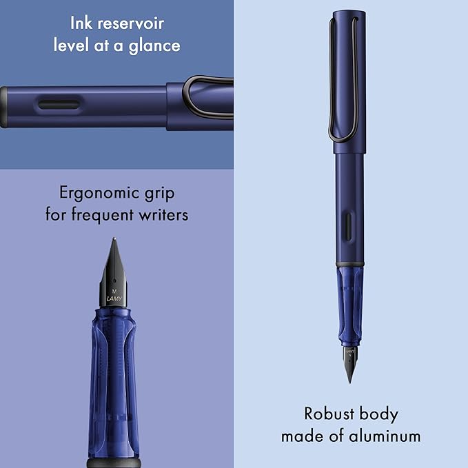 LAMY AL-star dark dusk - Fountain Pen with ergonomic grip & polished steel nib in size M - lightweight aluminum body - including LAMY T 10 blue cartridge - Right-Handed