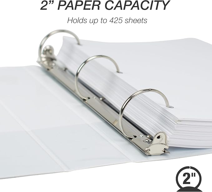 Samsill Economy 2 Inch 3 Ring Binder Bulk Pallet, Round Ring Binder, Customizable Clear View Cover, White, Pallet of 432 Binders in 36 Cartons