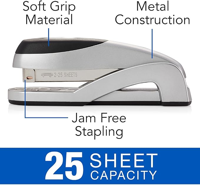 Swingline Stapler, Optima Full Size Desktop Stapler, 25 Sheet Capacity, Jam Free, Desk, Silver (87801)