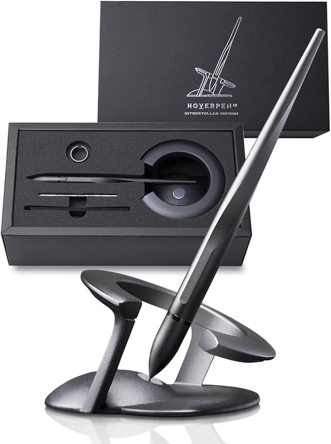 novium Hoverpen Interstellar - Space Black, Ballpoint Pen, Unique Conversational Starter, Premium Futuristic Design, Precision Flow Ink, German-engineered Ballpoint Cartridges