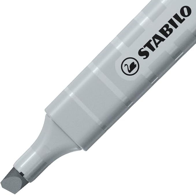 STABILO - swing cool Pastel - Highlighter - Pack of 4 - Dusty Grey, Frozen Fuchsia, Breezy Blue, Pale Orange | Pack of 4 - Dusty Grey, Frozen Fuchsia, Breezy Blue, Pale Orange