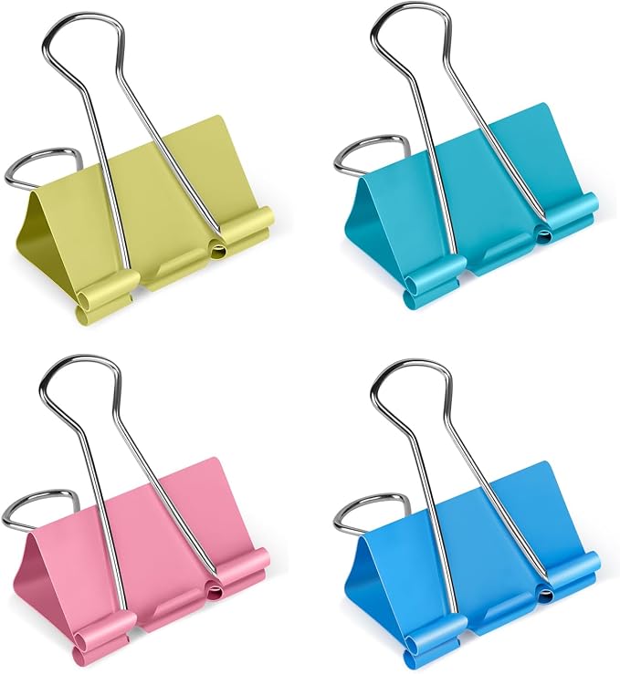 Ufmarine Large Binder Clips 1.6 inch Length, (40 Pcs) Colorful Paper Clips Large for Office