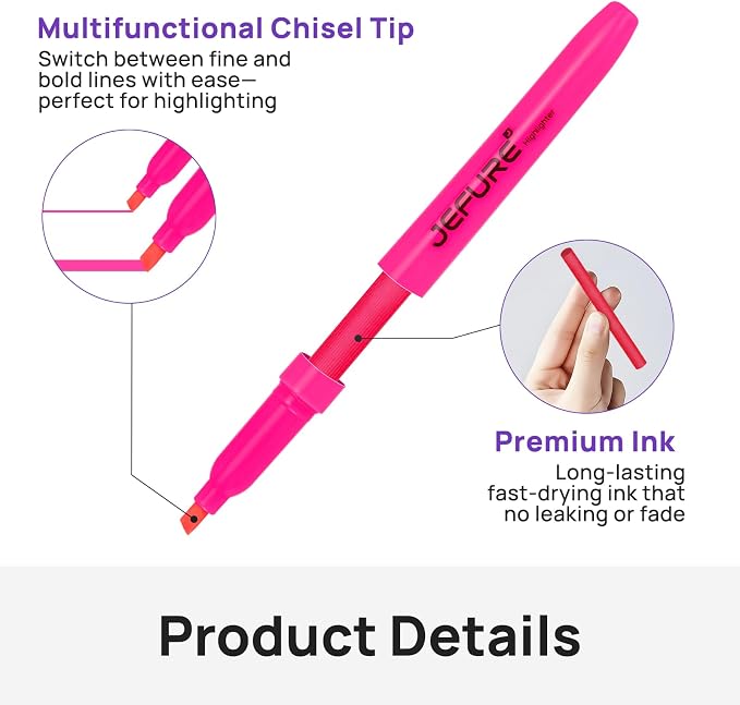 12 Pcs Highlighters, Chisel Tip, Quick Dry, Pink | Bulk Highlighters for Studying, Note-Taking, School, College, Office, Teacher & Student Supplies