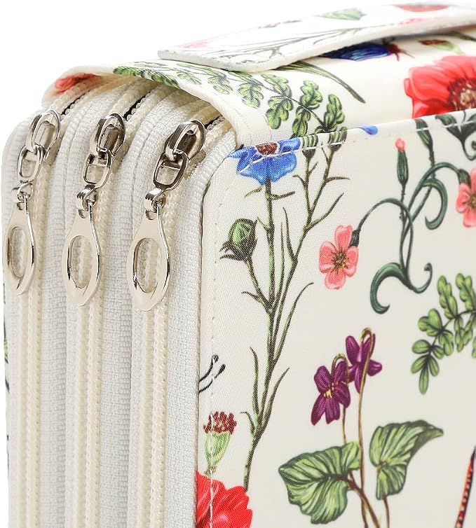 120 Slots Colored Pencil Case Organizer 3-Layer | Twill Oxford fabric Pencil Case Holder with Handle Strap Pencil Box Large for Colored Pencils Watercolor Pencils