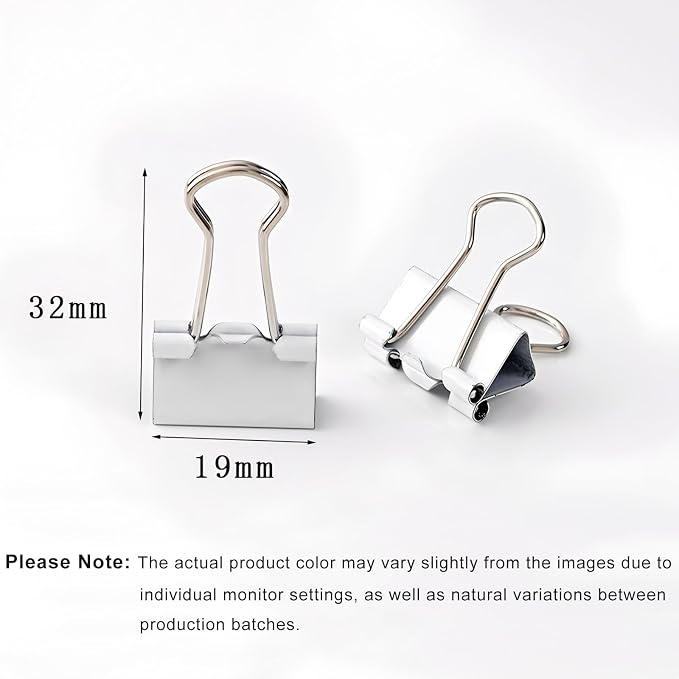 50 Pack Small White Binder Clips 3/4 Inch (19 mm), Colored Little Paper Clamps, Tiny Mini Paper Clips for Office Home School Business 0.75"