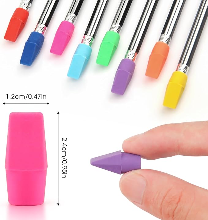 YISAN Cap Erasers for Pencils, 120 PCS | Pencil Top Erasers, 8 Assorted Colors, 71310