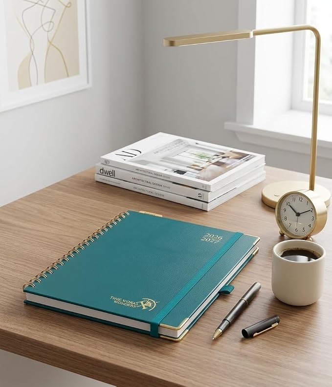POPRUN 2026-2027 Weekly Planner 10" x 8"Weekly and Monthly Planner Calendar | Jul 2026 - Jun 2027，Daily Agenda Book & Appointment Book with Hourly Schedule, Tabs, Hardcover- Pacific Green