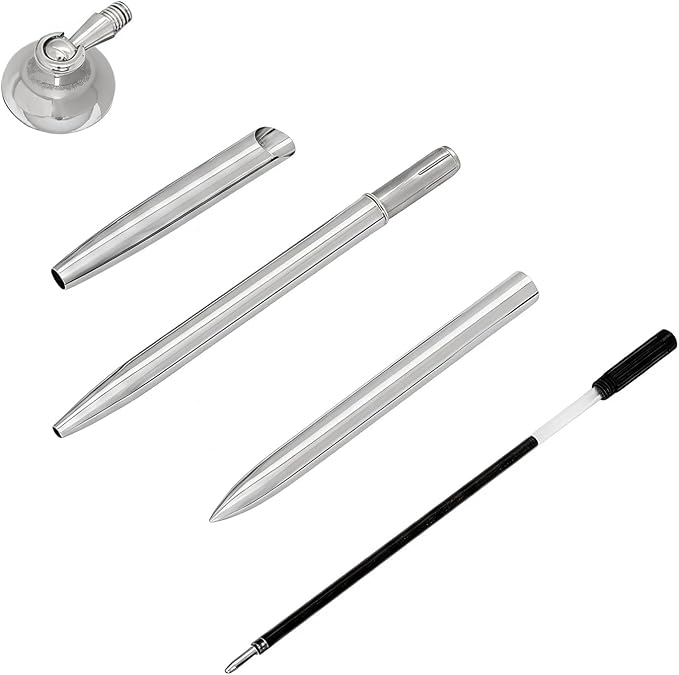 2 Pcs Hollow Round Pen Holder Signing Pen Set for Office Business | Metal Pen Stand Holder Set, Guest Book Wedding Birthday Party Graduation, Signing Desk Ballpoint Pens, Black Ink