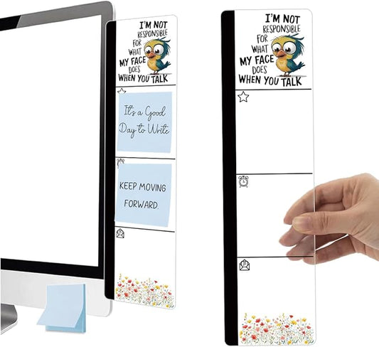 Monitor Memo Board Acrylic Sticky Note Holder Funny Cartoon Bird Office Desk Decor with 100 Self Stick Note Pads I'm Not Responsible Quote