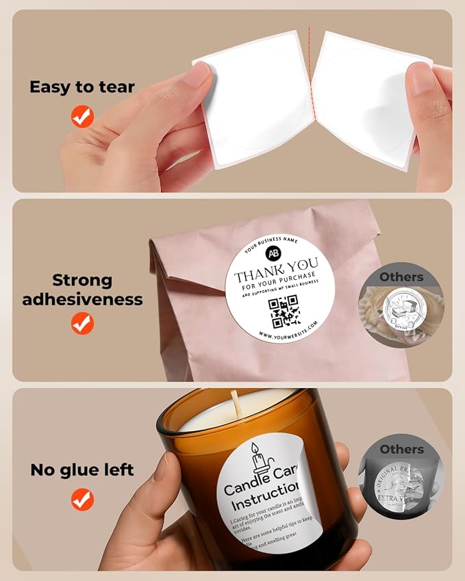 MUNBYN 2.5 Inch White Circle Thermal Labels for Baking, 500 Sheets/1 Roll